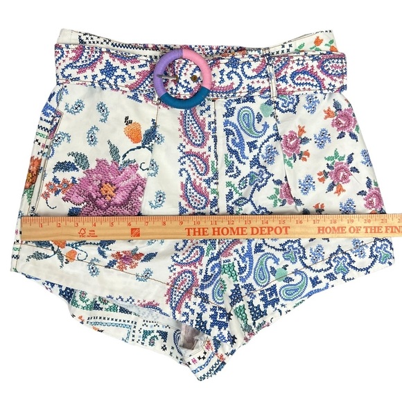 FARM Rio Romantic Bandanas Belted Shorts Large Summer Belted Cotton Paisley Boho - Picture 7 of 8